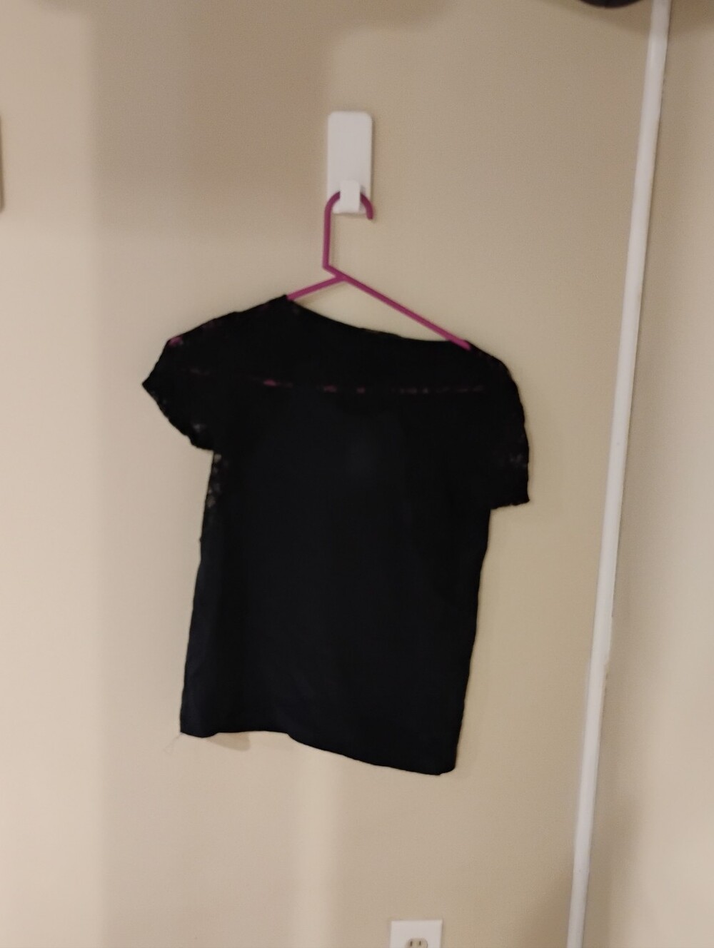 Maje Womens Black Lace Short Sleeve Silk Blouse Top Sz 1 Sz S
